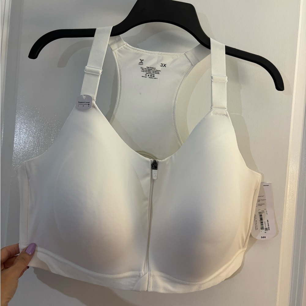 Xersion Comfort Front-Zip White Sports Bra - 3X NWT